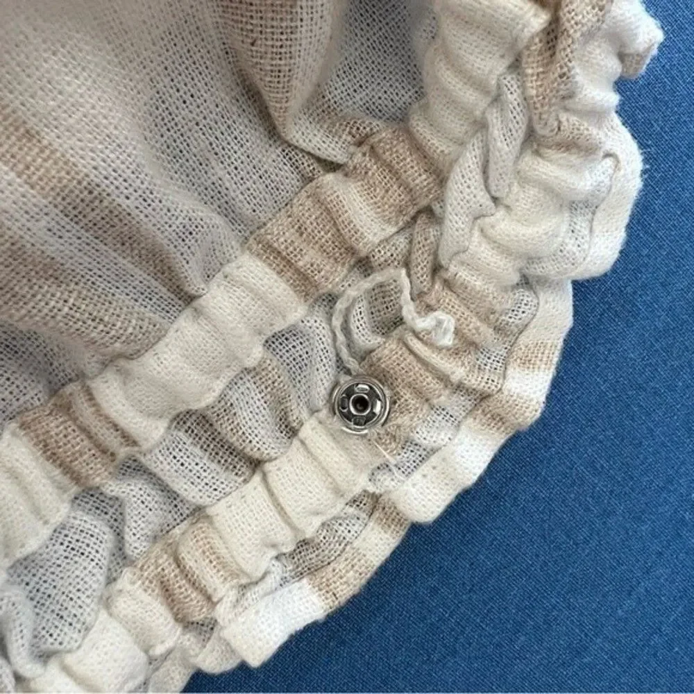 Madewell Linen-Blend Square-Neck Button-Front Top: Undyed Edition Size XXS